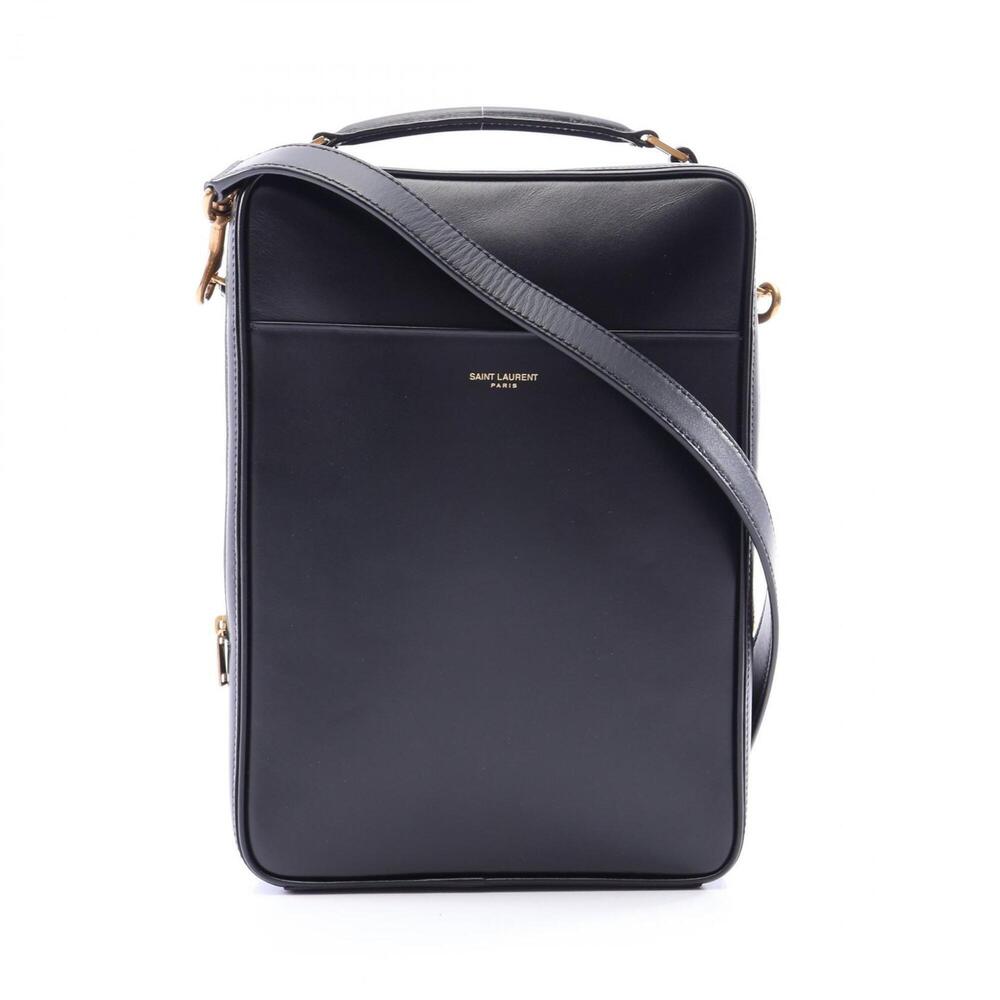 Yves Saint Laurent Saint Laurent Paris 2-Way Handbag, Leather, Men's, Black, ...